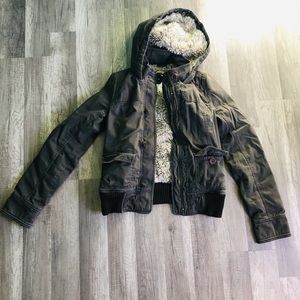 Jacket with faux fur on inside